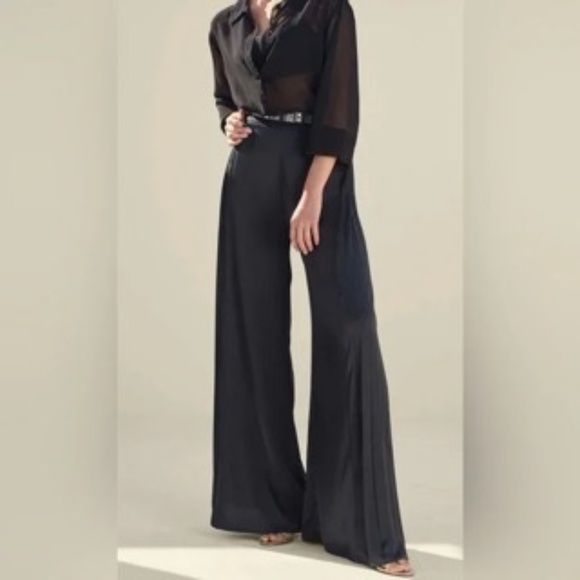 Elegant Black Wide-Leg Pants SZ6 - Picture 1 of 3